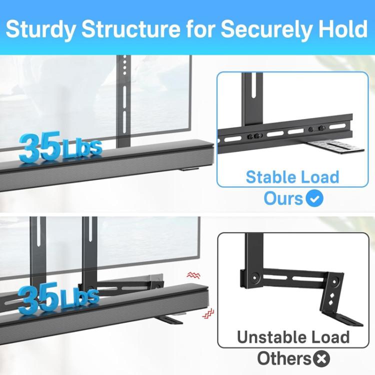 JJ-9452-B-0 Supporto da parete per soundbar lunga senza foratura e collegamento TV, JJ-9452-B-0