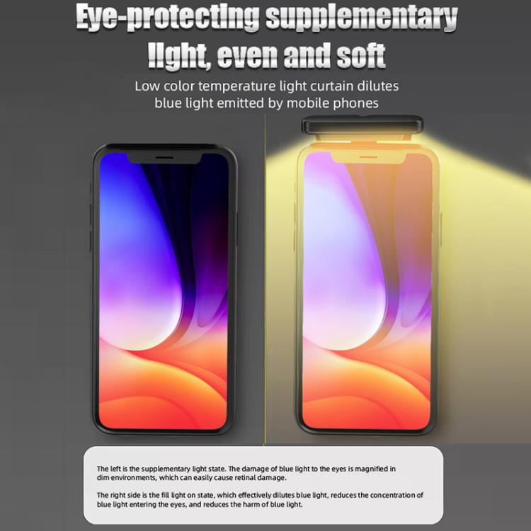 Lampada portatile magnetica per cellulare, ideale per la lettura notturna e la protezione degli occhi.