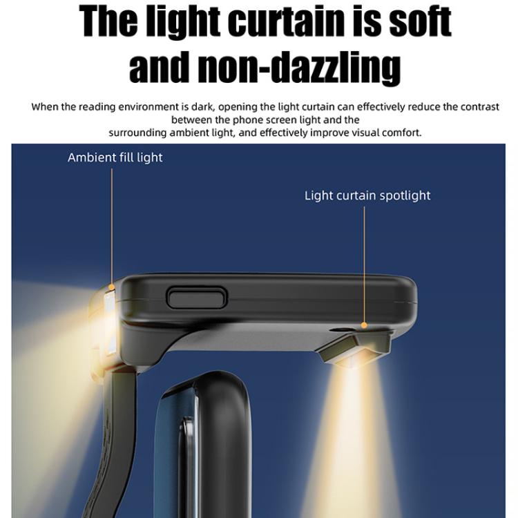 Lampada portatile magnetica per cellulare, ideale per la lettura notturna e la protezione degli occhi.