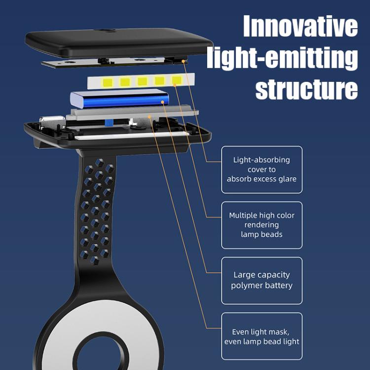 Lampada portatile magnetica per cellulare, ideale per la lettura notturna e la protezione degli occhi.
