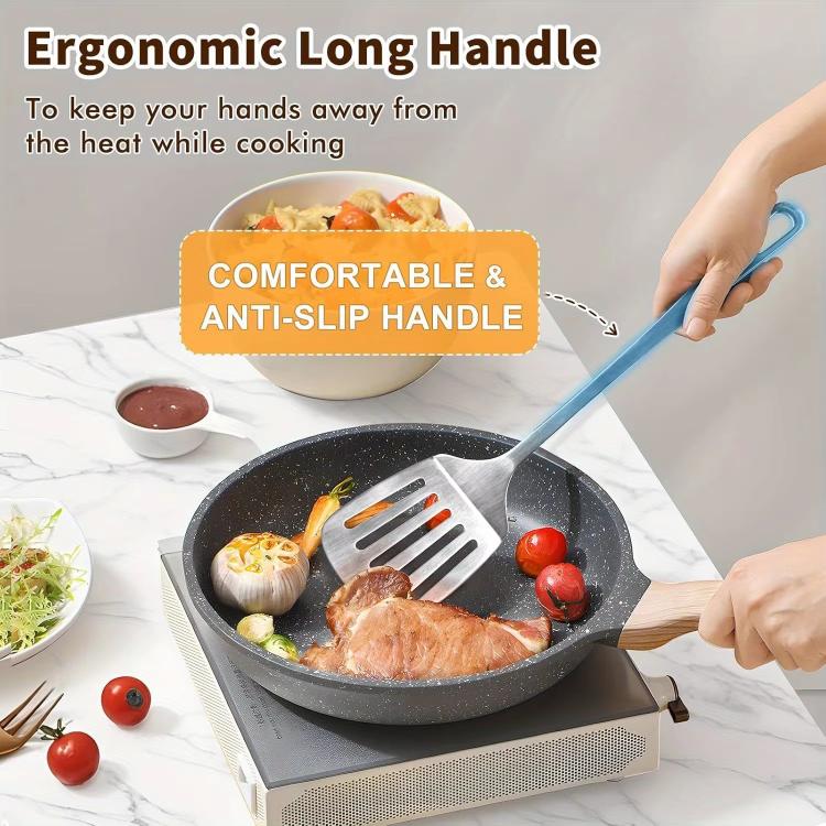 Spatola da cucina per soffriggere in acciaio inox LsCook 430, Solid Spatula, Slotted Spatula