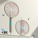 Lampada antizanzare e antizanzare 2 in 1 pieghevole con luce UV e funzione di scossa elettrica. Supporto per montaggio a parete, portatile o da tavolo.