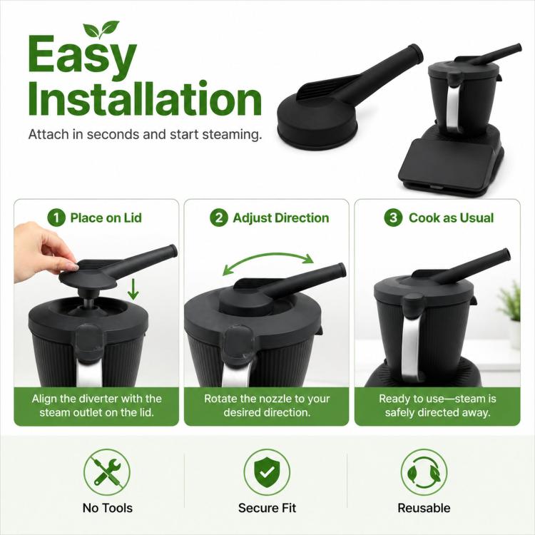 Deviatore di vapore in silicone per Thermomix TM7, tubo di rilascio del vapore girevole, Silicone Steam Diverter