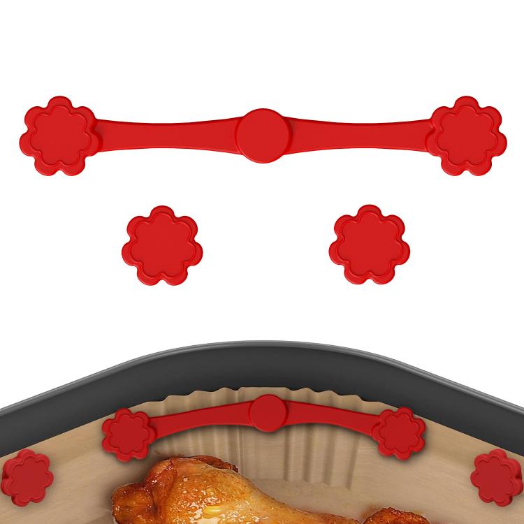 Fibbia magnetica in silicone per clip di fissaggio resistenti al calore per carta da forno della friggitrice ad aria., Flower Red, Flower Black, Flower Gray, Square Red, Square Black, Square Gray, Teardrop Gray, Teardrop Black, Teardrop Red, Extended R...