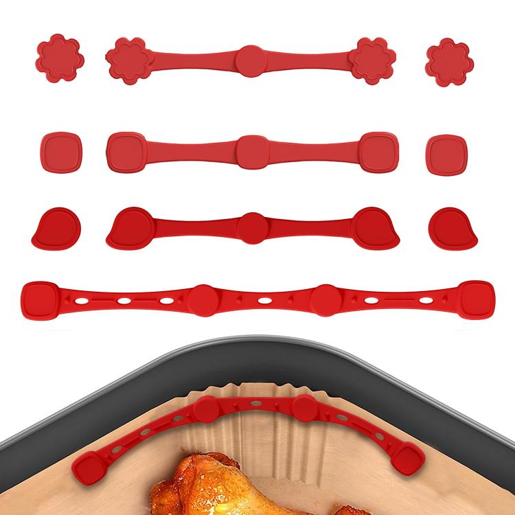 Fibbia magnetica in silicone per clip di fissaggio resistenti al calore per carta da forno della friggitrice ad aria., Flower Red, Flower Black, Flower Gray, Square Red, Square Black, Square Gray, Teardrop Gray, Teardrop Black, Teardrop Red, Extended R...