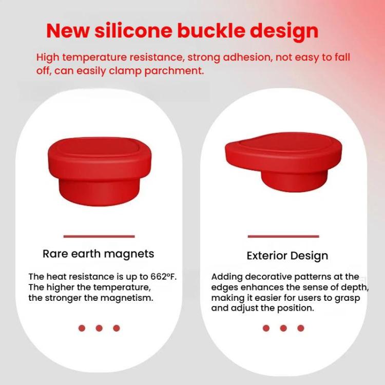 Fibbia magnetica in silicone per clip di fissaggio resistenti al calore per carta da forno della friggitrice ad aria., Flower Red, Flower Black, Flower Gray, Square Red, Square Black, Square Gray, Teardrop Gray, Teardrop Black, Teardrop Red, Extended R...
