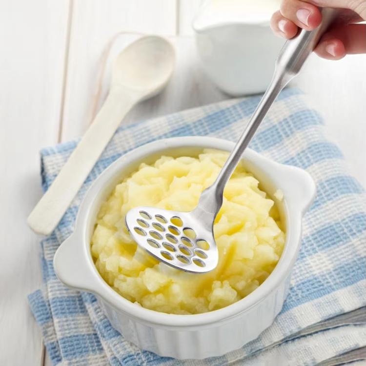 Schiacciapatate LsCook in acciaio inox 304, ideale per alimenti per neonati.