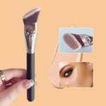 Pennello per trucco obliquo a testa piatta, pennello trapezoidale per contouring, pennello per fard, pennello per fondotinta