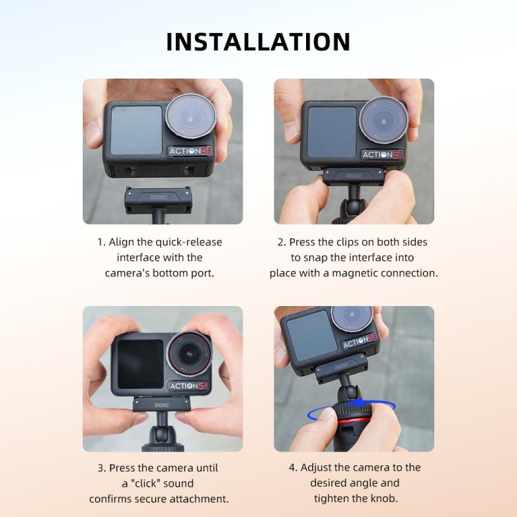 Per DJI Osmo Action 5 Pro / Osmo 360 BRDRC Asta per selfie estesa con treppiede a sgancio rapido, AC6039_2