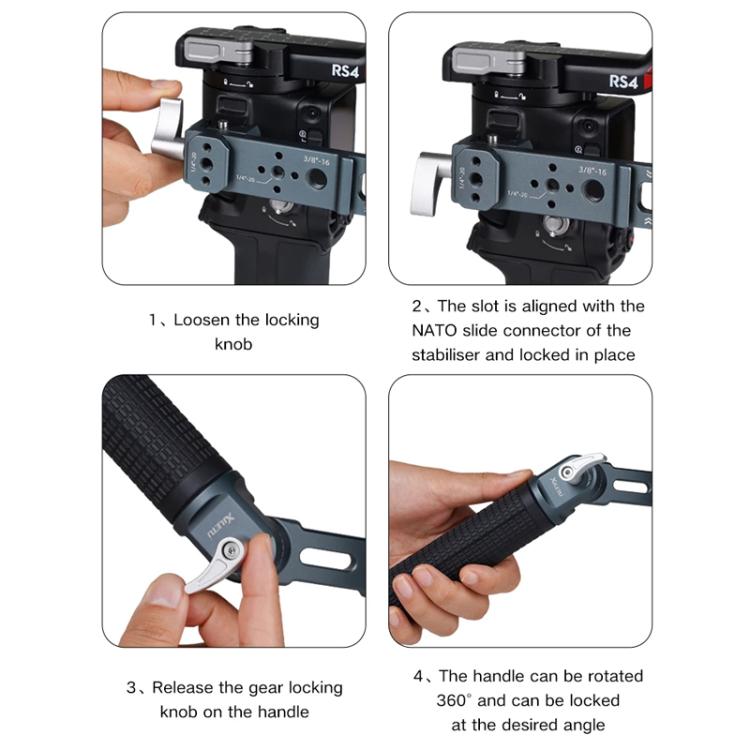 Impugnatura XILETU ad angolo regolabile per stabilizzatori DJI RS 4 Mini/RS 4 Pro/RS 4/RS 3 Mini/RS 3 Pro/RS 2