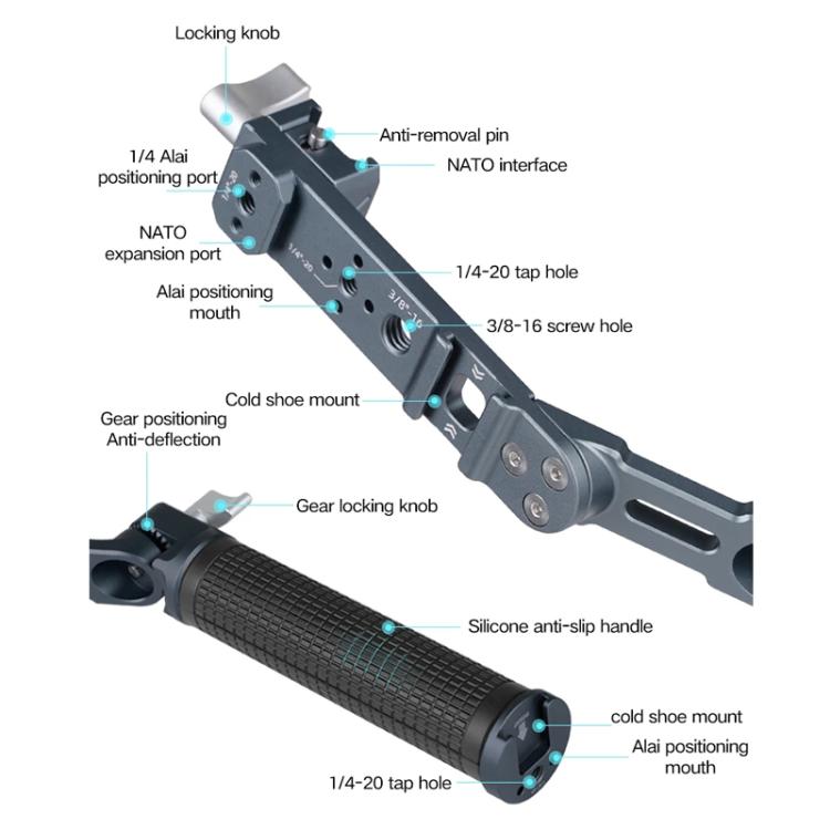 Impugnatura XILETU ad angolo regolabile per stabilizzatori DJI RS 4 Mini/RS 4 Pro/RS 4/RS 3 Mini/RS 3 Pro/RS 2
