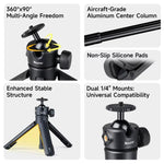 XILETU XS-21 Touch Ground Auto-Open Treppiede Selfie Stick Asta estensibile con testa a sfera universale in metallo 200-402mm
