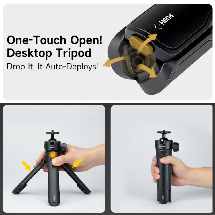 XILETU XS-21 Touch Ground Auto-Open Treppiede Selfie Stick Asta estensibile con testa a sfera universale in metallo 200-402mm