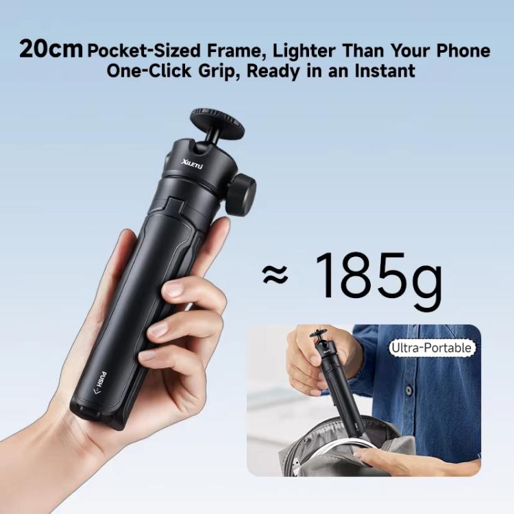 XILETU XS-21 Touch Ground Auto-Open Treppiede Selfie Stick Asta estensibile con testa a sfera universale in metallo 200-402mm