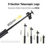 XILETU XS-21 Touch Ground Auto-Open Treppiede Selfie Stick Asta estensibile con testa a sfera universale in metallo 200-402mm