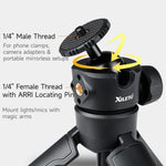 XILETU XS-21 Touch Ground Auto-Open Treppiede Selfie Stick Asta estensibile con testa a sfera universale in metallo 200-402mm