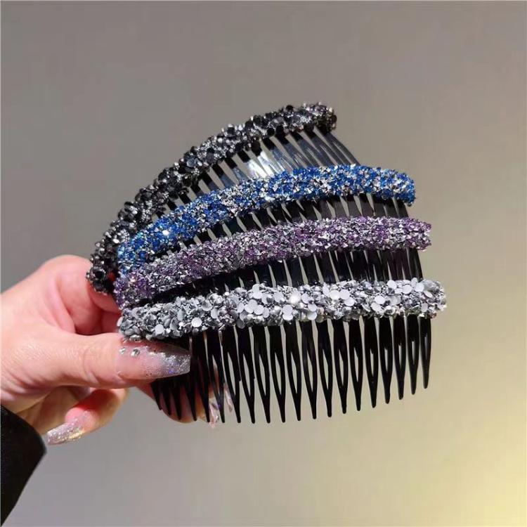 Pettine scorrevole con fermaglio scintillante per frangia e capelli ribelli. Rifinitura lucida per capelli su fronte, lati e nuca.