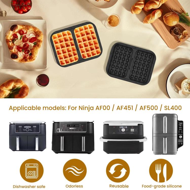 Stampo per waffle per friggitrice ad aria, rivestimento in silicone per teglia da forno, compatibile con i modelli Ninja AF400 / AF451 / AF500 / SL400