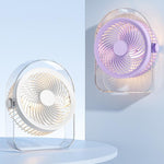 Ventilatore silenzioso da scrivania per esterni con luce notturna e luce notturna per dormitorio, White Direct Plug, Purple Direct Plug, White Rechargeable, Purple Rechargeable
