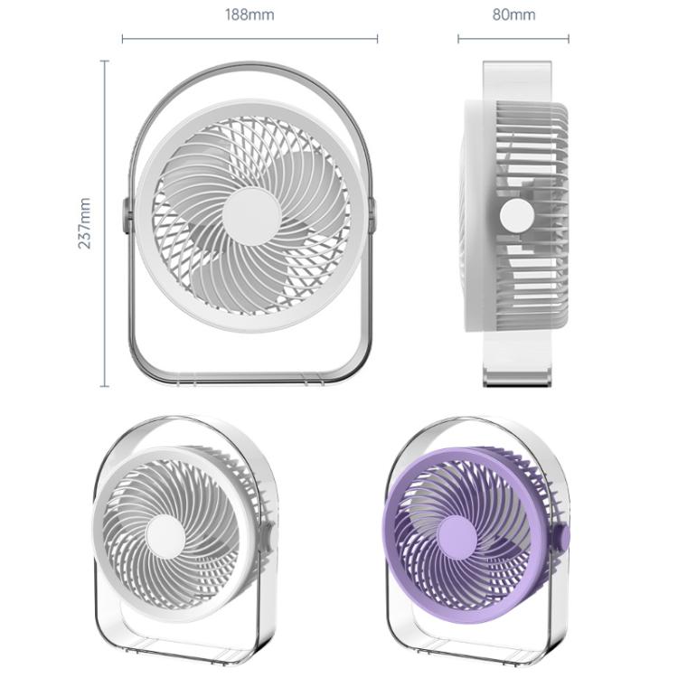 Ventilatore silenzioso da scrivania per esterni con luce notturna e luce notturna per dormitorio, White Direct Plug, Purple Direct Plug, White Rechargeable, Purple Rechargeable