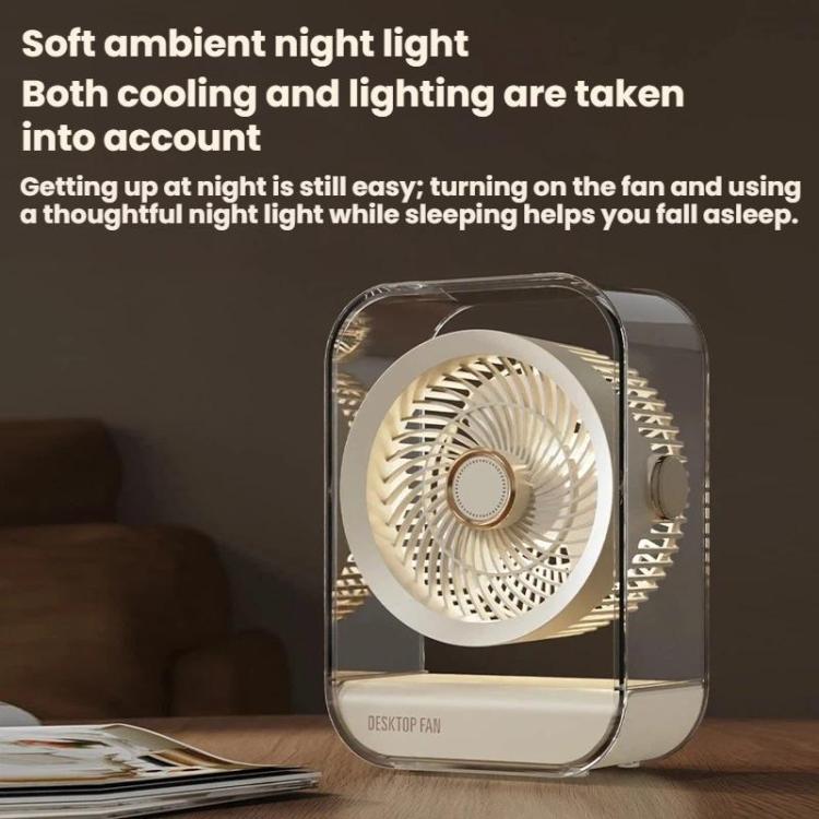 Ventilatore da tavolo ad alta potenza ricaricabile tramite USB con luce notturna