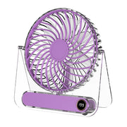 JP-08 Mini ventilatore da tavolo ultrasottile, silenzioso, con display digitale trasparente, ideale per ufficio.