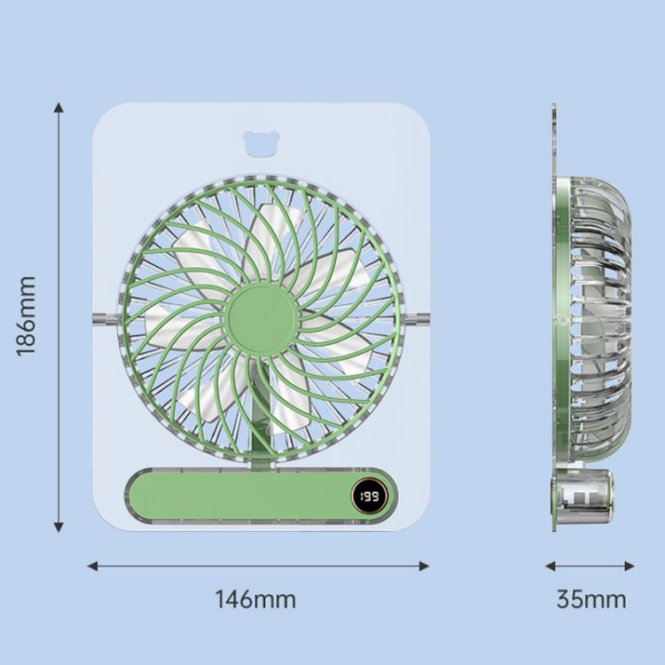 JP-08 Mini ventilatore da tavolo ultrasottile, silenzioso, con display digitale trasparente, ideale per ufficio.