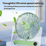JP-08 Mini ventilatore da tavolo ultrasottile, silenzioso, con display digitale trasparente, ideale per ufficio.