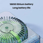JP-08 Mini ventilatore da tavolo ultrasottile, silenzioso, con display digitale trasparente, ideale per ufficio.