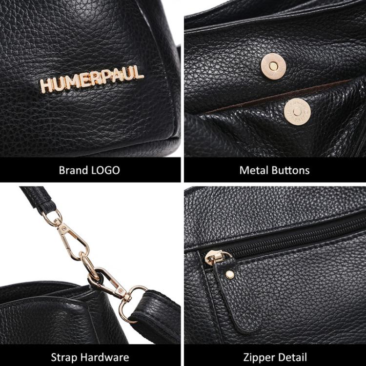 HUMERPAUL WB202 Borsa a tracolla da donna in pelle, grande capacità, borsa a tracolla