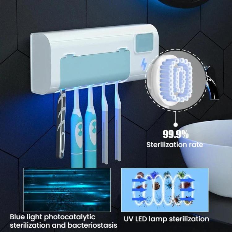 RND-01 Sterilizzatore per spazzolino da denti intelligente con ricarica UVC e supporto antibatterico.