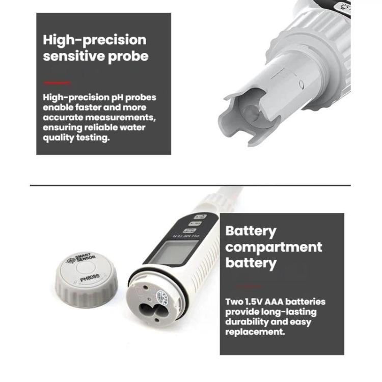 Tester di pH dell'acqua SMART SENSOR con display digitale a penna per acquario, PH808S