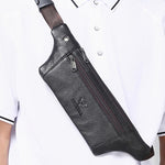 HUMERPAUL MH483 Marsupio da uomo in pelle, borsa a tracolla multifunzionale e casual