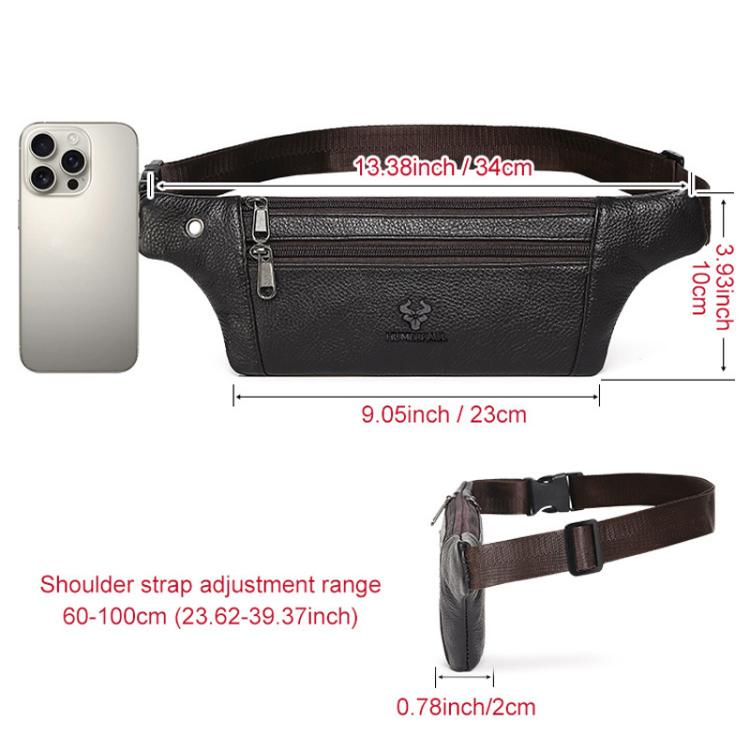 HUMERPAUL MH483 Marsupio da uomo in pelle, borsa a tracolla multifunzionale e casual