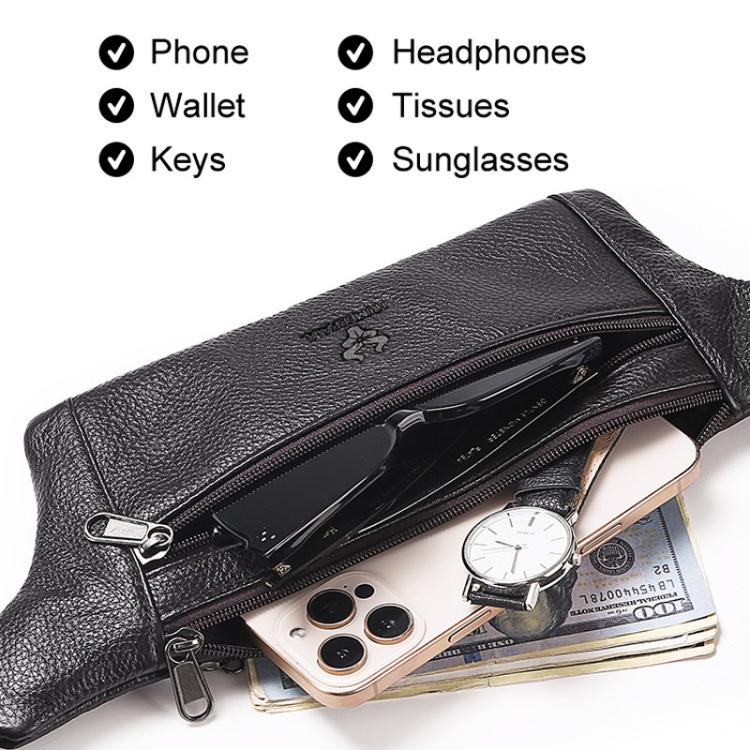 HUMERPAUL MH483 Marsupio da uomo in pelle, borsa a tracolla multifunzionale e casual