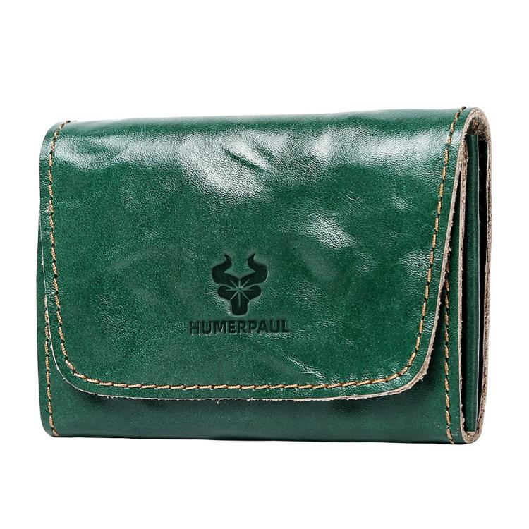 Portafoglio porta carte di credito e portamonete HUMERPAUL HU115 in pelle conciata al vegetale con decorazioni a rilievo.