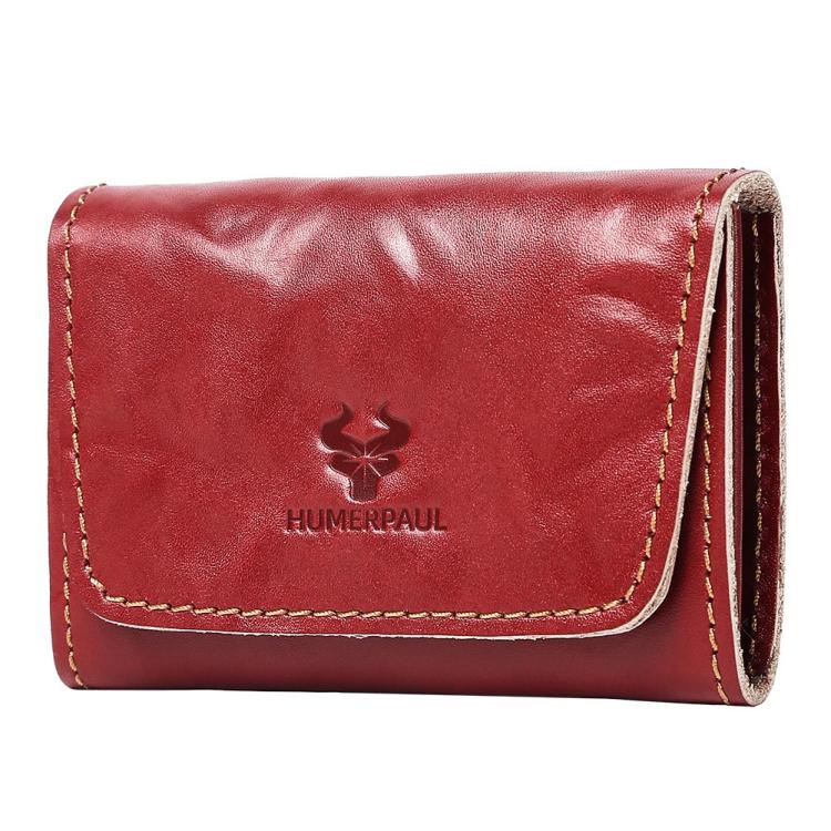 Portafoglio porta carte di credito e portamonete HUMERPAUL HU115 in pelle conciata al vegetale con decorazioni a rilievo.