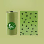 15 sacchetti per rotolo. Sacchetti per escrementi di cane, rotoli di ricambio, sacchetti per rifiuti animali domestici a prova di perdite, ecologici, inodori, con un simpatico design a impronta di zampa., 0.8 Silk, 1.3 Silk