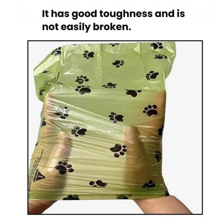 15 sacchetti per rotolo. Sacchetti per escrementi di cane, rotoli di ricambio, sacchetti per rifiuti animali domestici a prova di perdite, ecologici, inodori, con un simpatico design a impronta di zampa., 0.8 Silk, 1.3 Silk