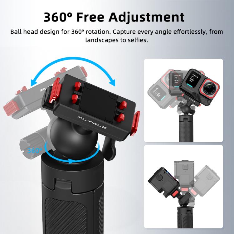 Per Insta360 Ace Pro 1 / 2 / ACE / X5 Treppiede estensibile per selfie a sgancio rapido Flymile