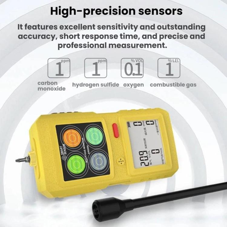 Rilevatore di gas SMART SENSOR 4 in 1 per ossigeno, solfuro di idrogeno e monossido di carbonio., AR8900