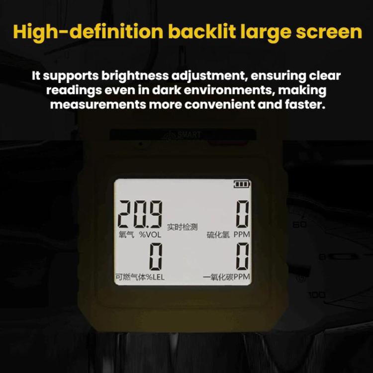 Rilevatore di gas SMART SENSOR 4 in 1 per ossigeno, solfuro di idrogeno e monossido di carbonio., AR8900