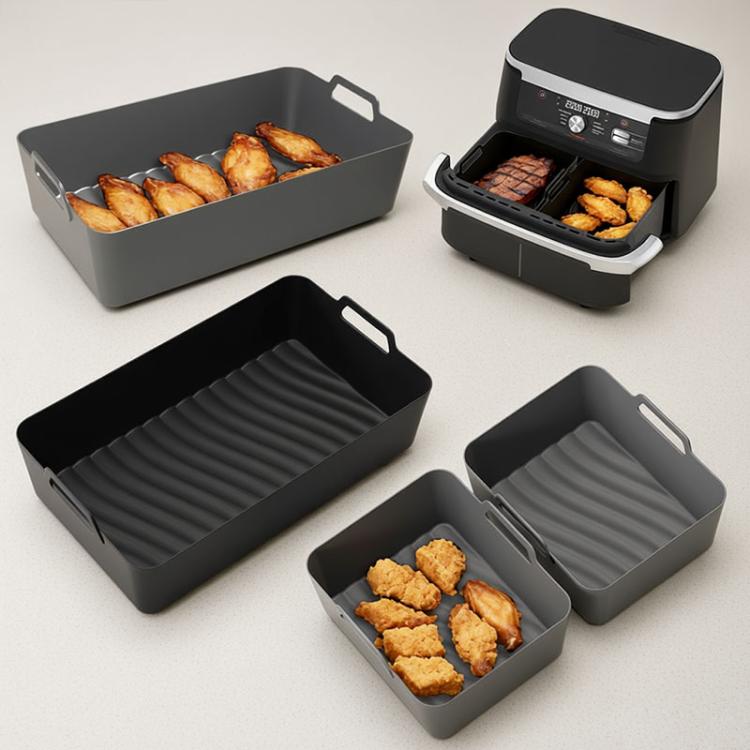 Fodere in silicone per friggitrice ad aria Ninja Foodi Dual AF500 / DZ071, vassoio rettangolare riutilizzabile con manici, Integrated Model, 2-in-1 Model