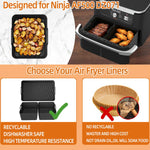 Fodere in silicone per friggitrice ad aria Ninja Foodi Dual AF500 / DZ071, vassoio rettangolare riutilizzabile con manici, Integrated Model, 2-in-1 Model