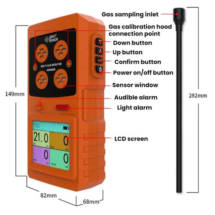 Rilevatore di concentrazione di gas antideflagrante SMART SENSOR 4 in 1, AR8900A