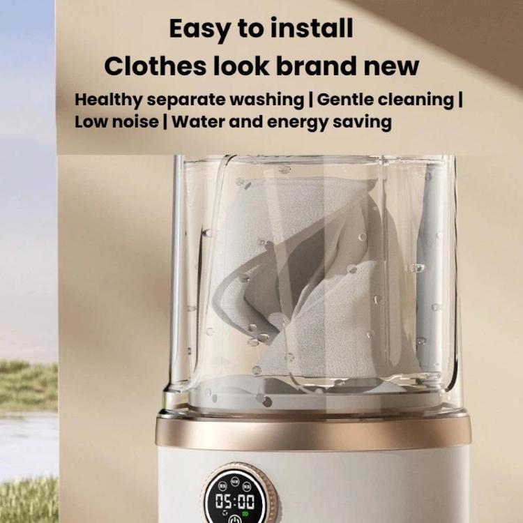 Lavatrice portatile A07 da 2 litri con 3 programmi, impermeabile e silenziosa, con contenitore per il lavaggio della biancheria intima., Plug-in White, Rechargeable White, Plug-in Khaki, Rechargeable Khaki