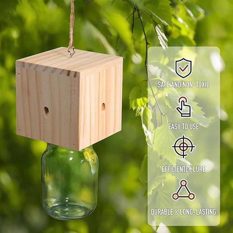 Trappola per api carpentiere, trappola per vespe in legno sostenibile per uso esterno, efficace per catturare calabroni e vespe gialle, trappola per insetti da appendere, A Type, B Type, C Type, D Type