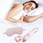 Set da notte in raso di seta sintetica, composto da 3 pezzi: maschera per gli occhi, fascia elastica per capelli e elastico per capelli.