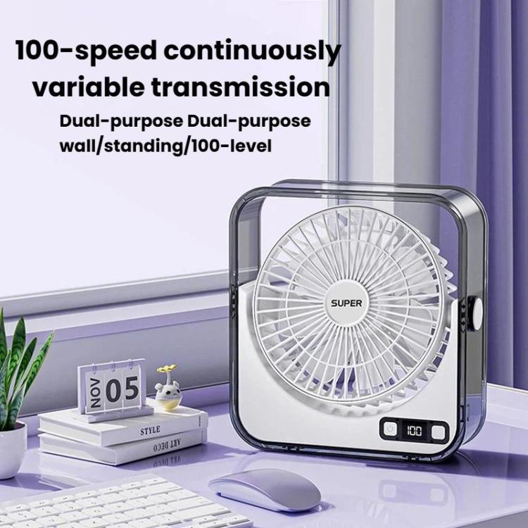Ventilatore da tavolo silenzioso F2 con controllo continuo della velocità a 100 velocità, display digitale intelligente e luce.