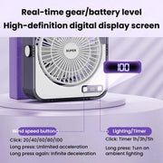 Ventilatore da tavolo silenzioso F2 con controllo continuo della velocità a 100 velocità, display digitale intelligente e luce.
